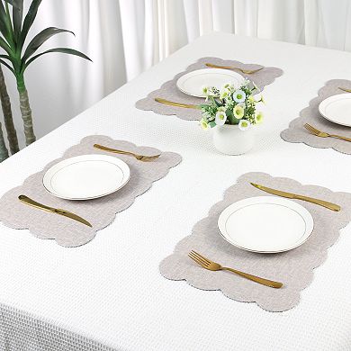 Placemats Set of 6 Ruffle Placemats for Kitchen Dining Table Decor Table Placemats, 18*12in
