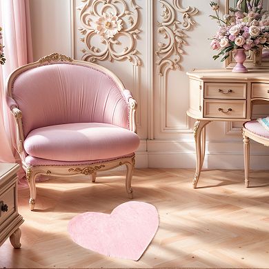 1Pc Heart Shape Plush Mat Soft Absorbent Washable Toilet Shag Area Rugs 16"x20"