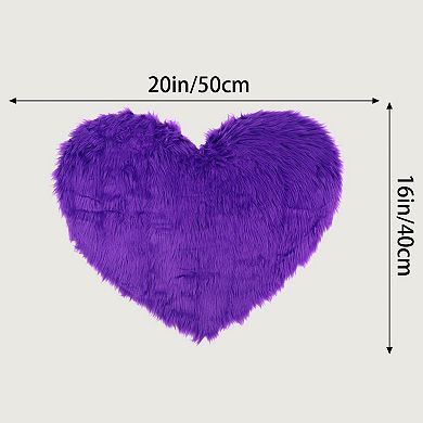 1Pc Heart Shape Plush Mat Soft Absorbent Washable Toilet Shag Area Rugs 16"x20"