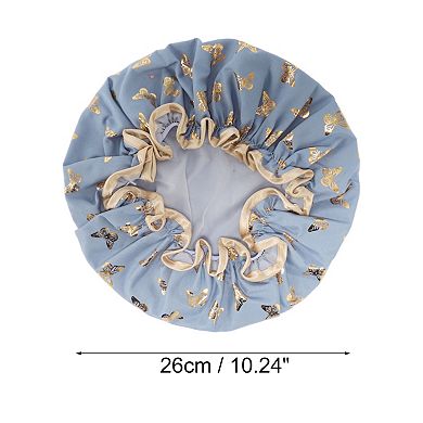 1 Pc Women Double Layer Gilded Butterfly Shower Cap for Bathroom Vacation