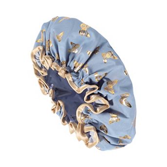 1 pc Women Double Layer Gilded Butterfly Shower Cap for Bathroom Vacation
