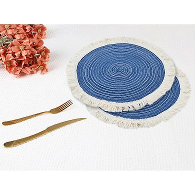 Rustic Placemats Set of 6 Round Rattan Placemats for Dining Table Decor Kitchen Table Mat