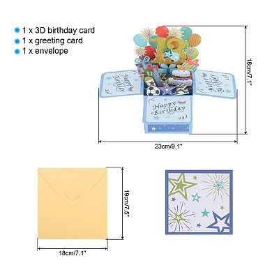 Birthday Card, Pop-Out Birthday Card with Greeting Card and Envelope for Boy Women Girl Gift Friend