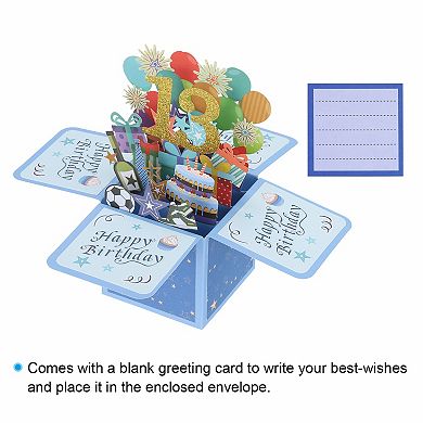Birthday Card, Pop-Out Birthday Card with Greeting Card and Envelope for Boy Women Girl Gift Friend