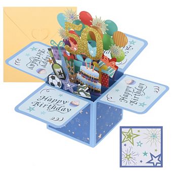 Birthday Card, Pop-Out Birthday Card with Greeting Card and Envelope for Boy Women Girl Gift Friend