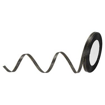 1/4 Inch 25 Yard Wide Satin Ribbon with Gold Edges Border Grosgrain Fabric Ribbon