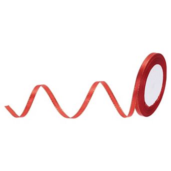 1/4 Inch 25 Yard Wide Satin Ribbon with Gold Edges Border Grosgrain Fabric Ribbon