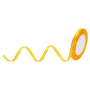 1/4 Inch 25 Yard Wide Satin Ribbon with Gold Edges Border Grosgrain Fabric Ribbon