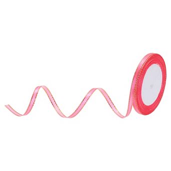 1/4 Inch 25 Yard Wide Satin Ribbon with Gold Edges Border Grosgrain Fabric Ribbon