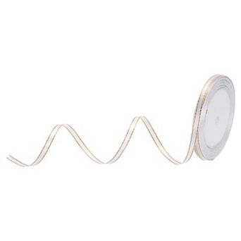 1/4 Inch 25 Yard Wide Satin Ribbon with Gold Edges Border Grosgrain Fabric Ribbon