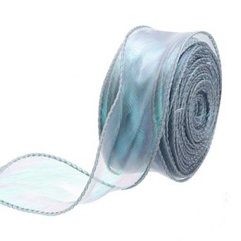 1 1/2" Wide Sparkly Sheer Wired Ribbon Pastel Shimmer Iridescent Ribbons 25 Yard for Gift Wrapping