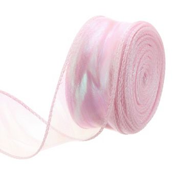 1 1/2" Wide Sparkly Sheer Wired Ribbon Pastel Shimmer Iridescent Ribbons 25 Yard for Gift Wrapping