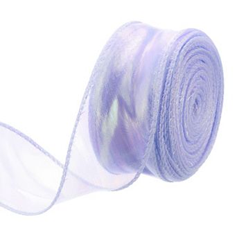1 1/2" Wide Sparkly Sheer Wired Ribbon Pastel Shimmer Iridescent Ribbons 25 Yard for Gift Wrapping