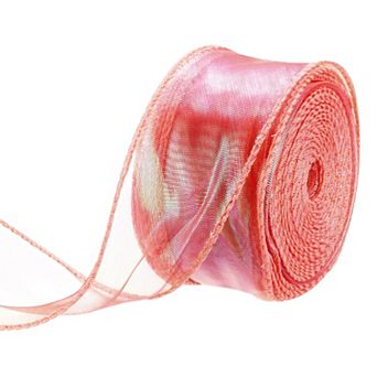 1 1/2" Wide Sparkly Sheer Wired Ribbon Pastel Shimmer Iridescent Ribbons 25 Yard for Gift Wrapping