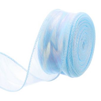 1 1/2" Wide Sparkly Sheer Wired Ribbon Pastel Shimmer Iridescent Ribbons 25 Yard for Gift Wrapping