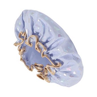 1 pc Women Double Layer Alphabet Pattern Shower Cap for Bathroom Vacation Travel