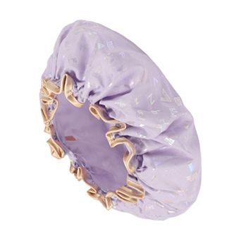 1 pc Women Double Layer Alphabet Pattern Shower Cap for Bathroom Vacation Travel