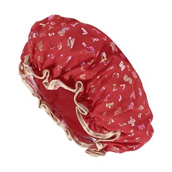 1 pc Women Double Layer Alphabet Pattern Shower Cap for Bathroom Vacation Travel
