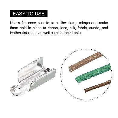 400Pcs Fold Over Cord Ends, 4.5x11 mm Terminators Crimp Cap Clasp Tips