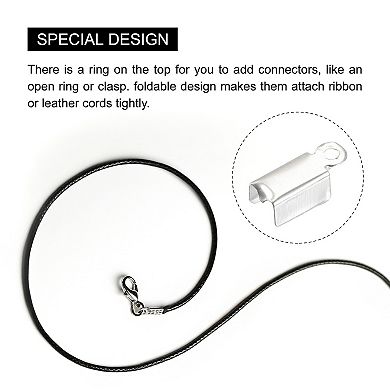 400Pcs Fold Over Cord Ends, 4.5x11 mm Terminators Crimp Cap Clasp Tips