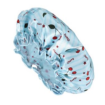 1 pc Women Double Layer Small Cherry Shower Cap for Bathroom Vacation Travel