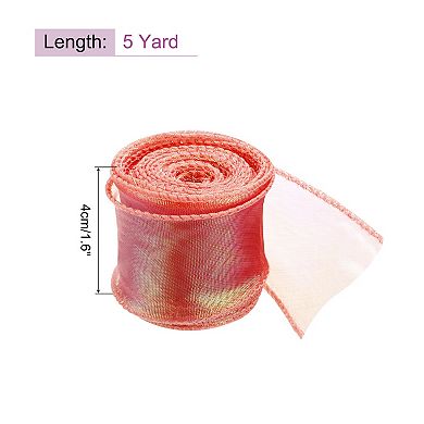 1 1/2" Wide Sparkly Sheer Wired Ribbon Pastel Shimmer Iridescent Ribbons 5 Yard for Gift Wrapping