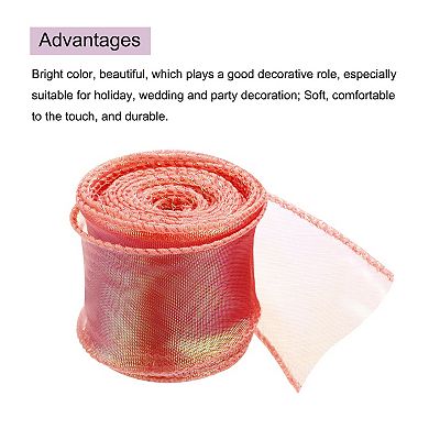 1 1/2" Wide Sparkly Sheer Wired Ribbon Pastel Shimmer Iridescent Ribbons 5 Yard for Gift Wrapping
