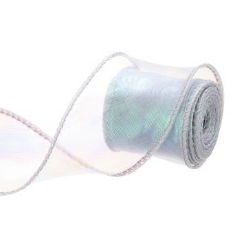 1 1/2" Wide Sparkly Sheer Wired Ribbon Pastel Shimmer Iridescent Ribbons 5 Yard for Gift Wrapping