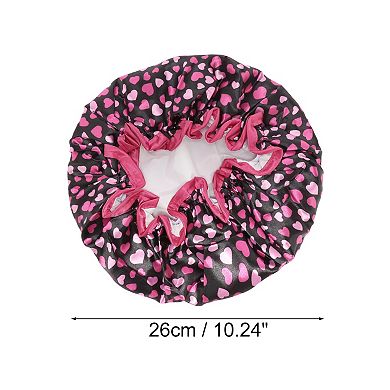 1 Pc Women Double Layer Heart-shaped Shower Cap for Bathroom Vacation Travel