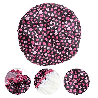 1 Pc Women Double Layer Heart-shaped Shower Cap for Bathroom Vacation Travel