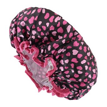 1 pc Women Double Layer Heart-shaped Shower Cap for Bathroom Vacation Travel