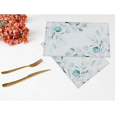 Farmhouse Placemats Set of 6 Linen Leaves Placemat for Dining Table Decor Washable Table Mat