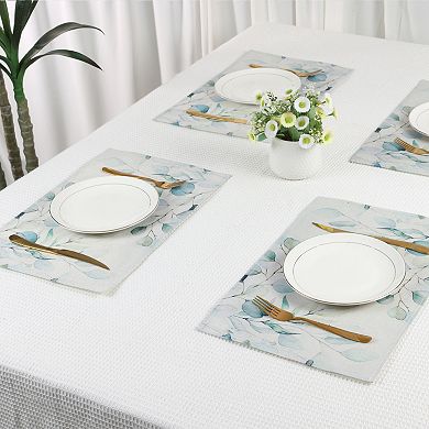 Farmhouse Placemats Set of 6 Linen Leaves Placemat for Dining Table Decor Washable Table Mat