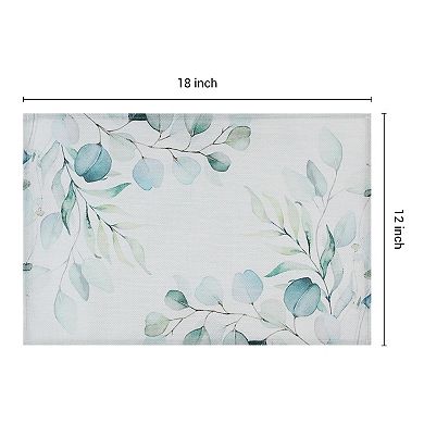Farmhouse Placemats Set of 6 Linen Leaves Placemat for Dining Table Decor Washable Table Mat
