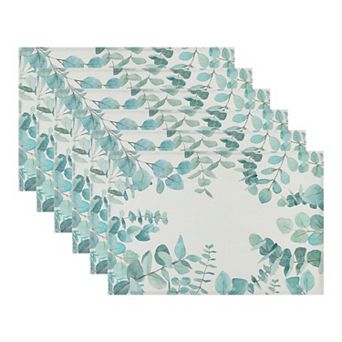 Farmhouse Placemats Set of 6 Linen Leaves Placemat for Dining Table Decor Washable Table Mat