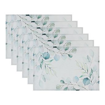 Farmhouse Placemats Set of 6 Linen Leaves Placemat for Dining Table Decor Washable Table Mat