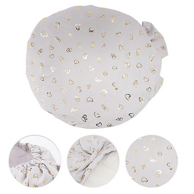 1 Pc Women Double Layer Heart Bow Shower Cap for Bathroom Vacation Travel Hotel