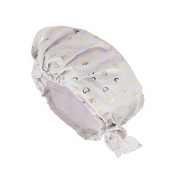 1 pc Women Double Layer Heart Bow Shower Cap for Bathroom Vacation Travel Hotel