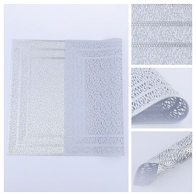 Placemats Set of 6 Shiny Trimmed Placemat for Dining Table Decor Indoor Outdoor Washable Table Mat