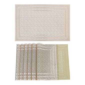 Placemats Set of 6 Shiny Trimmed Placemat for Dining Table Decor Indoor Outdoor Washable Table Mat