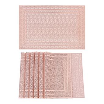 Placemats Set of 6 Shiny Trimmed Placemat for Dining Table Decor Indoor Outdoor Washable Table Mat