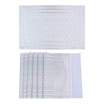 Placemats Set of 6 Shiny Trimmed Placemat for Dining Table Decor Indoor Outdoor Washable Table Mat