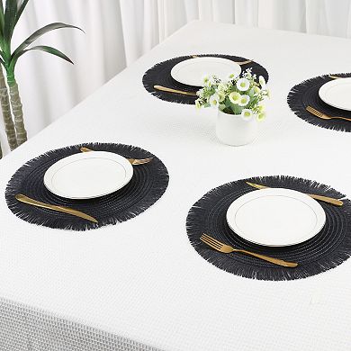 Rustic Placemats Set of 6 Tassel Placemats for Dining Table Decor Indoor Outdoor Kitchen Table Mat