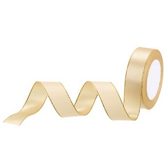 1 Inch 25 Yard Wide Satin Ribbon with Gold Edges Border Grosgrain Fabric Ribbon