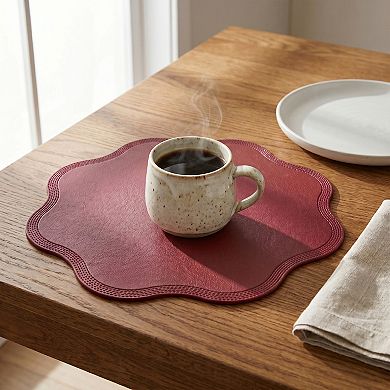Placemat Set of 6 Faux Leather Flower Placemats for Kitchen Table Decor, Washable Table Placemats