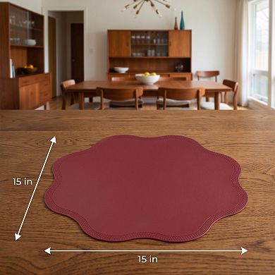 Placemat Set of 6 Faux Leather Flower Placemats for Kitchen Table Decor, Washable Table Placemats