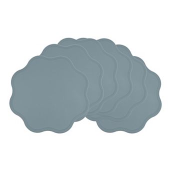 Placemat Set of 6 Faux Leather Flower Placemats for Kitchen Table Decor, Washable Table Placemats