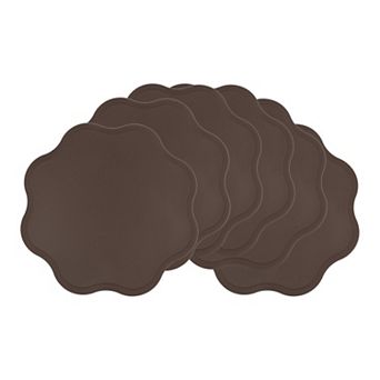 Placemat Set of 6 Faux Leather Flower Placemats for Kitchen Table Decor, Washable Table Placemats