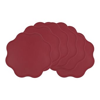 Placemat Set of 6 Faux Leather Flower Placemats for Kitchen Table Decor, Washable Table Placemats