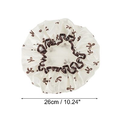 1 Pc Women Double Layer Bow Shower Cap for Bathroom Vacation Travel Hotel